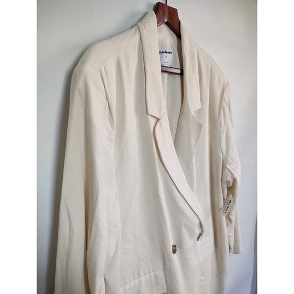 NWT Old Navy Double-Breasted Linen Blend Blazer Creme De La Creme Plus Size 3x - Picture 3 of 9
